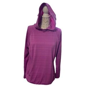 Fila Sport Pullover Hoodie Women's XL Purple Striped Long Sleeve Knit